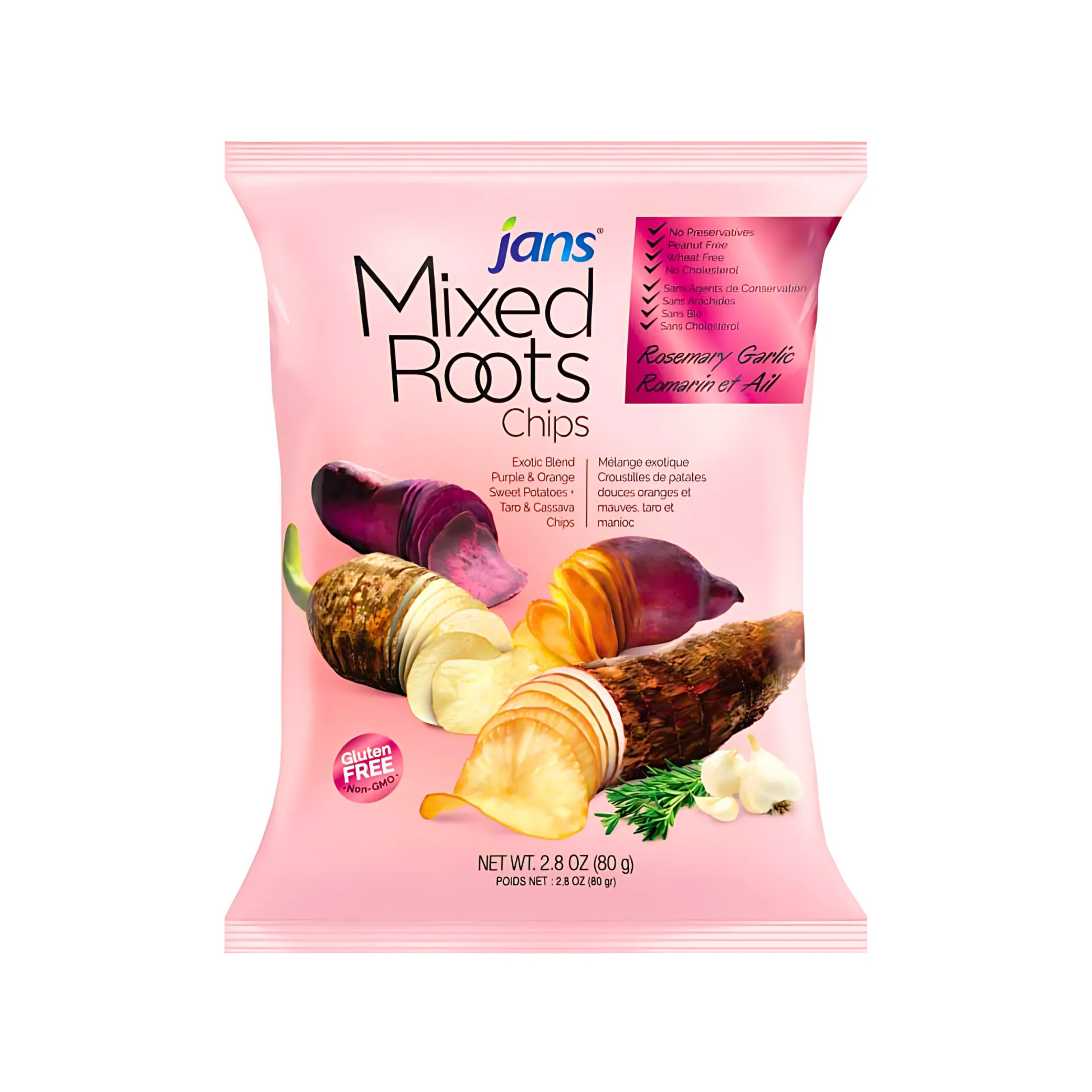 Jan's Mixed Roots Chips – Rosemary & Garlic Flavor (80g)