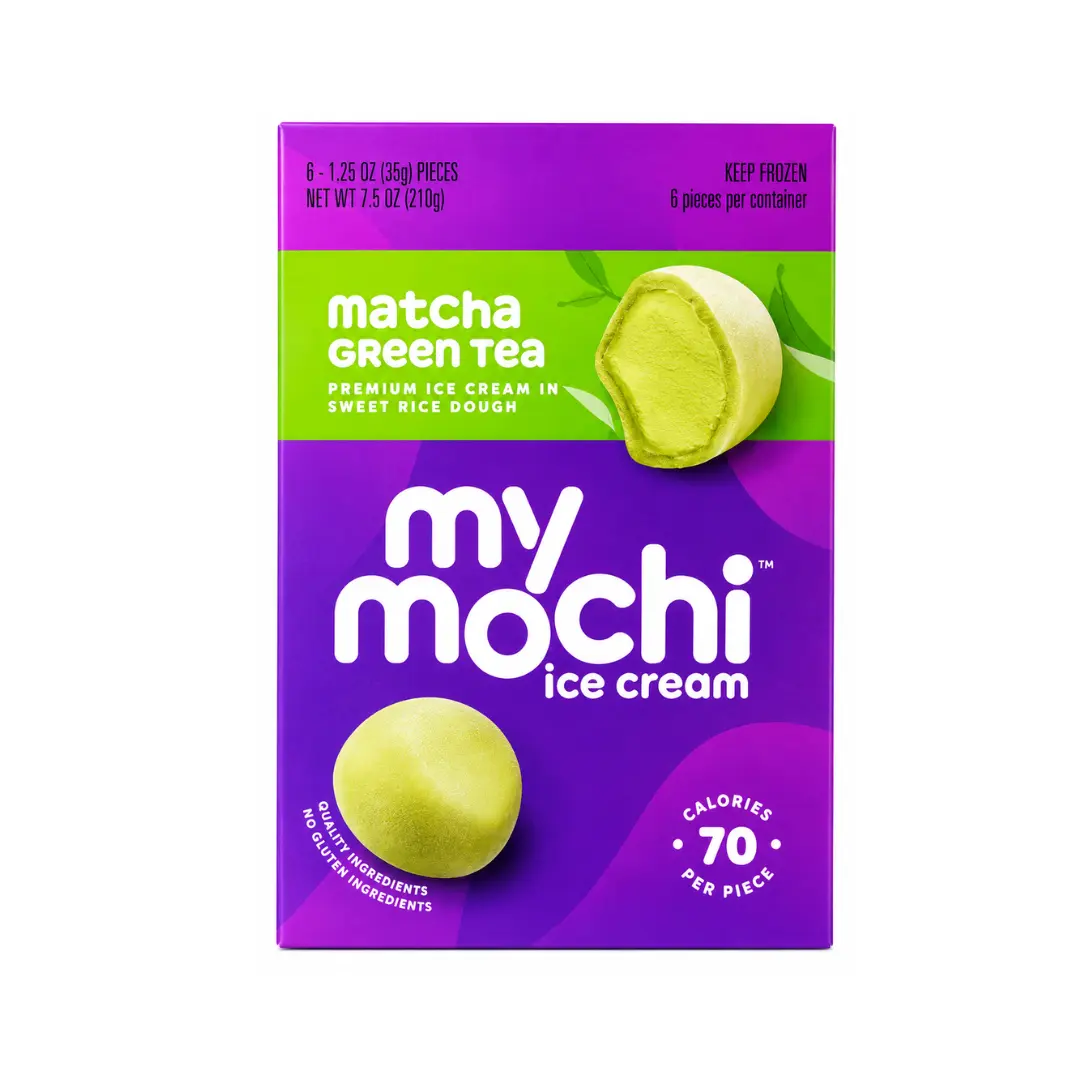 Untitled design (67) My/Mochi Matcha Green Tea Ice Cream 210g box with premium matcha ice cream wrapped in sweet rice dough