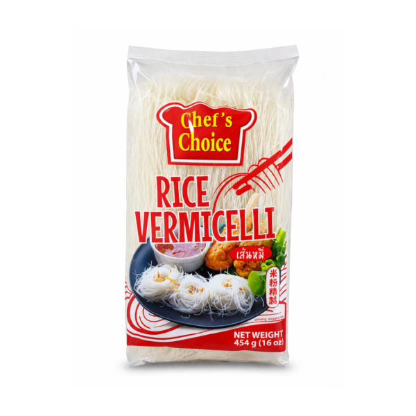 Chef's Choice Rice Vermicelli 454g Premium Rice Noodles for Stir Fry, Soups, Spring Rolls and Asian Recipes