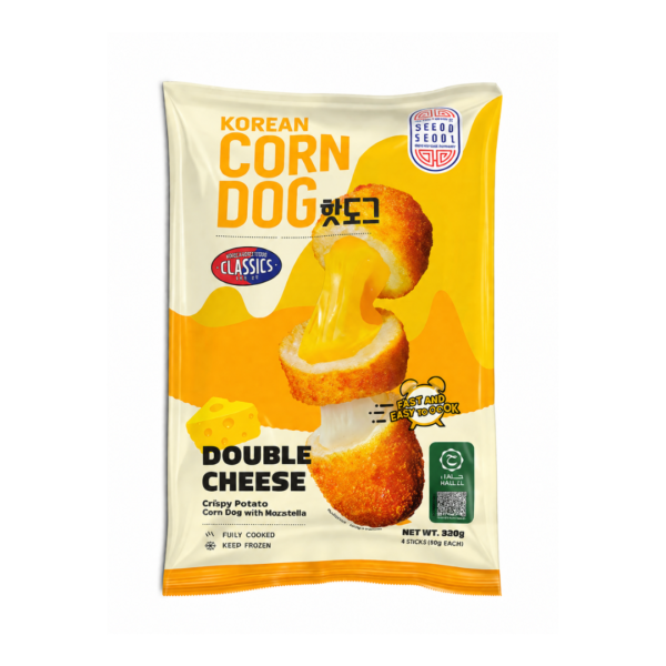Good Seoul Korean Corn Dog Double Cheese 320g frozen Korean street food with mozzarella cheese filling