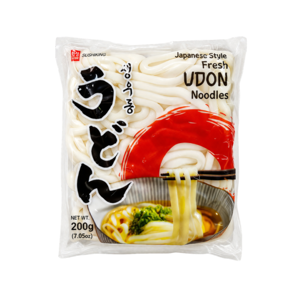 Sushiking Japanese Style Fresh Udon Noodles 200g – authentic fresh Japanese wheat noodles for soups, stir-fries and hot pots.