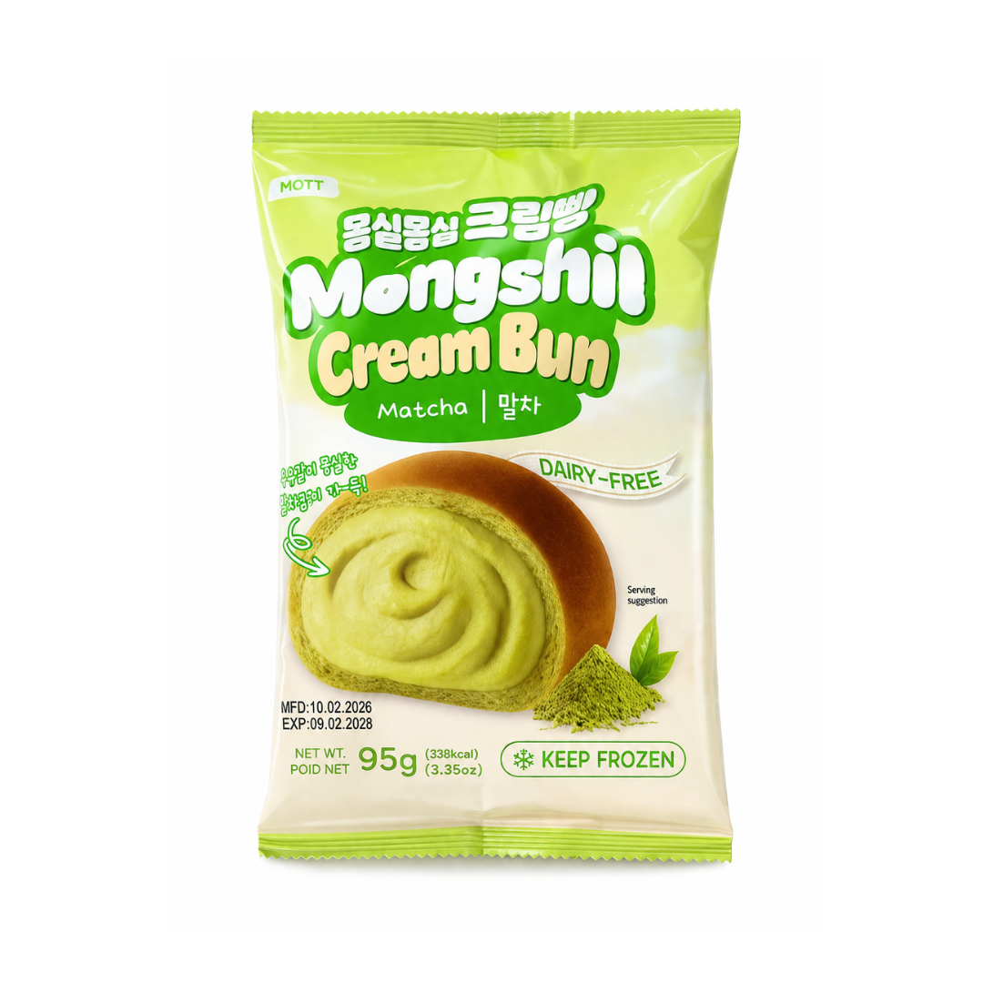 Untitled design - 2026-07-26T123257.410 Mongshin Matcha Cream Bun Dairy-Free 95g Frozen Korean Bakery Snack